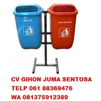 FJM Tong Sampah Fiberglass Organik dan Anorganik Kaki Geser 60 Liter